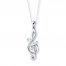 Treble Clef Heart Necklace Sterling Silver