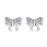 Diamond Bow Earrings 1/15 ct tw Round-cut Sterling Silver