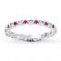 Lab-Created Ruby Ring 1/8 ct tw Diamonds Sterling Silver