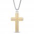 Men's Cross Necklace Gold Ion Plating Stainless Steel 24"