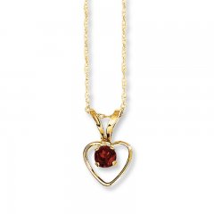 Garnet Heart Necklace 14K Yellow Gold