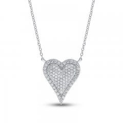 Diamond Heart Necklace 1/3 ct tw Round-cut Sterling Silver 17.5"