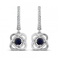 Center of Me Blue Sapphire & Diamond Earrings 1/10 ct tw 10K White Gold