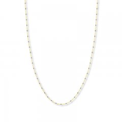 Beaded Cable Chain Necklace 14K Two-Tone Gold 18" Length