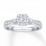 Engagement Ring 1/2 ct tw Diamonds 10K White Gold