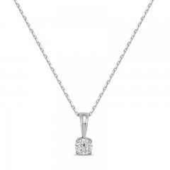 Solitaire Diamond Necklace 1/4 ct tw Round-cut 14K White Gold 18"