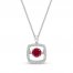 Unstoppable Love Ruby Necklace 1/10 ct tw Diamonds Sterling Silver 19"