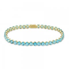 Swiss Blue Topaz Bracelet 10K Yellow Gold 7"