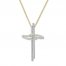 Diamond Cross Necklace 1/2 ct tw Round-cut 10K Yellow Gold