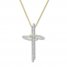 Diamond Cross Necklace 1/2 ct tw Round-cut 10K Yellow Gold