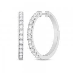 Diamond Hoop Earrings 1 ct tw Round-Cut 10K White Gold