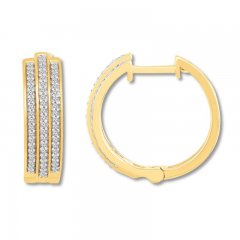 Diamond Hoop Earrings 1/4 ct tw Round-cut 10K Yellow Gold