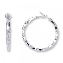 Florentine Hoop Earrings 14K White Gold