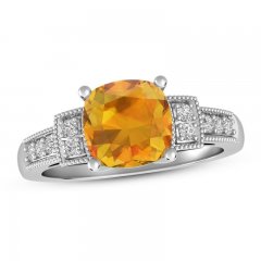 Citrine & White Topaz Ring Sterling Silver