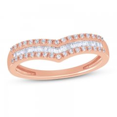 Diamond Anniversary Ring 1/4 ct tw Round/Baguette 10K Rose Gold