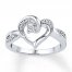 Diamond Heart Ring 1/15 ct tw Round-cut Sterling Silver