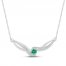 Lab-Created Emerald & White Lab-Created Sapphire Necklace Sterling Silver 18"