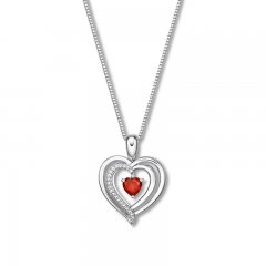 Convertible Heart Necklace Lab-Created Ruby Sterling Silver