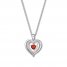 Convertible Heart Necklace Lab-Created Ruby Sterling Silver