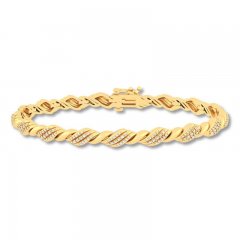 Diamond Bracelet 1 ct tw Round-cut 10K Yellow Gold 7.5"