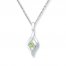 Peridot Necklace 1/20 ct tw Diamonds 10K White Gold