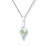 Peridot Necklace 1/20 ct tw Diamonds 10K White Gold