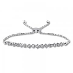 Diamond Bolo Bracelet 1/6 ct tw Round-cut Sterling Silver