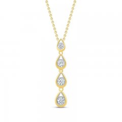 Diamond Teardrop Necklace 3/8 ct tw Round-cut 10K Yellow Gold 18"