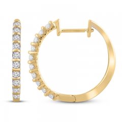 Diamond Hoop Earrings 1/4 ct tw 10K Yellow Gold