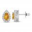 Citrine & White Lab-Created Sapphire Earrings Sterling Silver