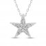 Diamond Star Necklace 1/4 ct tw Round and Baguette-cut 10K White Gold 18"