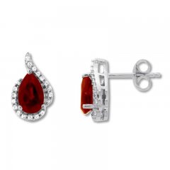 Lab-Created Ruby Earrings Lab-Created Sapphires Sterling Silver