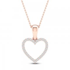 Diamond Heart Necklace 1/10 ct tw Round-Cut 10K Rose Gold 18"