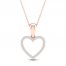 Diamond Heart Necklace 1/10 ct tw Round-Cut 10K Rose Gold 18"