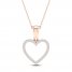 Diamond Heart Necklace 1/10 ct tw Round-Cut 10K Rose Gold 18"