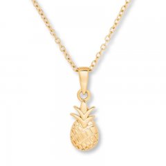 Young Teen Pineapple Necklace Sterling Silver/14K Gold Plating