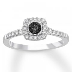 Black & White Diamond Engagement Ring 3/8 ct tw 10K White Gold