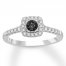 Black & White Diamond Engagement Ring 3/8 ct tw 10K White Gold