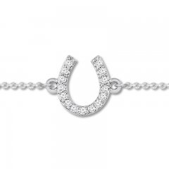 Diamond Horseshoe Bracelet 1/20 ct tw Round-cut 10K White Gold