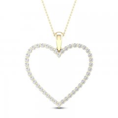 Diamond Heart Necklace 1/2 ct tw Round-cut 10K Yellow Gold 18"