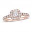 Neil Lane Diamond Engagement Ring 1-1/8 ct tw Princess/Round-cut 14K Rose Gold