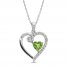 Peridot & White Lab-Created Sapphire Heart Necklace Sterling Silver 18"