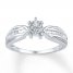 Diamond Promise Ring 1/6 ct tw Baguette/Round Sterling Silver