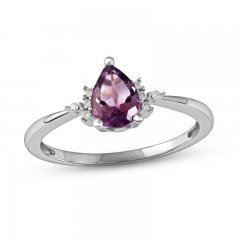 Amethyst & Diamond Ring 1/20 ct tw 10K White Gold