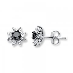 Black Diamond Earrings 1/2 ct tw Diamonds Sterling Silver