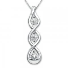 Diamond Necklace 1/20 ct tw Round-cut Sterling Silver