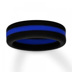 Blue/Black Silicone Men's Wedding Band