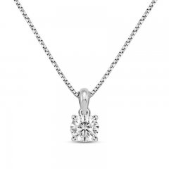 GSI Solitaire Diamond Necklace 1/3 ct tw Round-cut 14K White Gold 18"