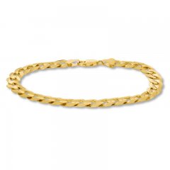 Men's Cuban Curb Chain Bracelet 14K Yellow Gold 9" Length