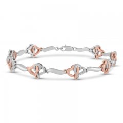 Joining Hearts Diamond Bracelet 1/3 ct tw 10K Rose Gold/Sterling Silver 7.25"